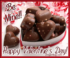 Glitter Valentine's Day Heart Chocolates Glitter Graphic, Greeting